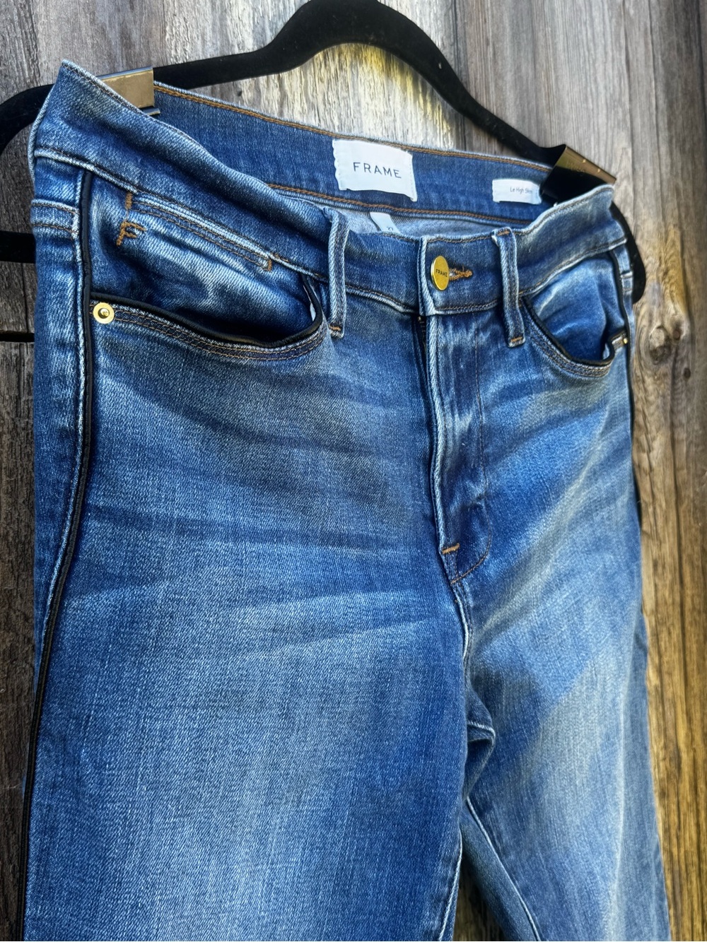 FRAME Le High Skinny jeans with Tuxedo Stripe Piping